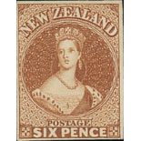 New Zealand1857-63 No Watermark, Imperforate6d. pale brown with good to large margins, unused