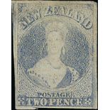 New Zealand1862-63 Pelure Paper, No WatermarkImperforate2d. pale ultramarine with good to very large