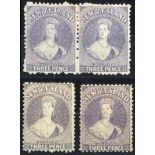 New Zealand1864-71 Watermark Large Star, Perf. 12½ at Auckland3d. lilac horizontal pair and