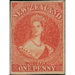 New Zealand1862-64 Watermark Large StarImperforate1d. vermilion with good to large margins, unused