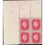 New Zealand1915-33 King George V IssuesPlate Numbers6d. carmine-lake, "Cowan" paper, perf 14x13¼,