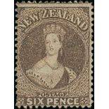 New Zealand1862-64 Watermark Large Star, Perforation 13 at Dunedin6d. brown showing Row 17/10 re-