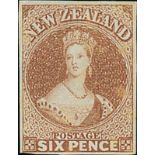 New Zealand1857-63 No Watermark, Imperforate6d. brown with mainly good to large margins, unused