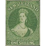 New Zealand1862-64 Watermark Large StarImperforate1/- yellow-green with mainly good to large