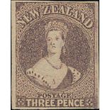 New Zealand1862-64 Watermark Large StarImperforate3d. brown-purple with small to large margins,