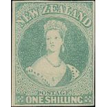 New Zealand1857-63 No Watermark, Imperforate1/- dull emerald-green with good to large margins,