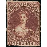 New Zealand1862-64 Watermark Large StarRouletted 7 at Auckland6d. red-brown with roulettes or traces