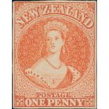 New Zealand1857-63 No Watermark, Imperforate1d. dull orange with small to good margins, unused