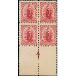 New Zealand1901-08 1d. Universal1901 (Feb.-Dec.) "Pirie" paper, perf 11 1d. carmine plate 3 marginal