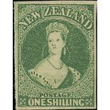 New Zealand1862-64 Watermark Large StarImperforate1/- deep green with large to very large margins, a