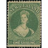 New Zealand1862-64 Watermark Large Star, Perforation 13 at Dunedin1/- yellow-green, a well-centred