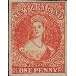 New Zealand1862-64 Watermark Large StarImperforate1d. carmine-vermilion with large margins, unused