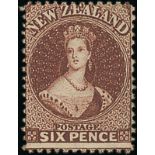 New Zealand1864-71 Watermark Large Star, Perf. 12½ at Auckland6d. brown, unused with large part