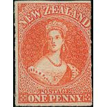 New Zealand1862-64 Watermark Large StarRouletted 7 at Auckland1d. orange-vermilion showing roulettes