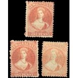 New Zealand1864-71 Watermark Large Star, Perf. 12½ at Auckland1d. carmine-vermilion (2, shades)