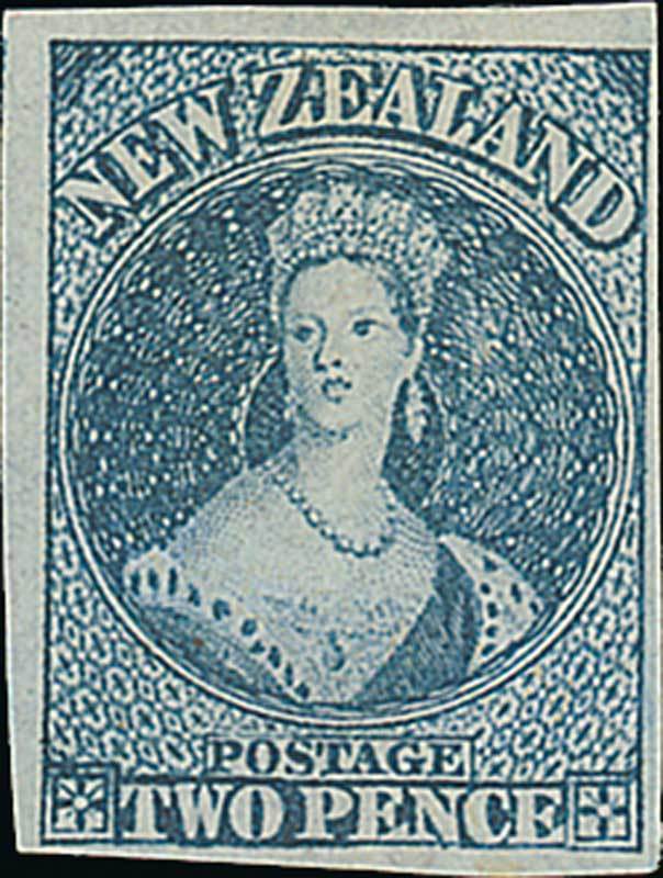 New Zealand1862-64 Watermark Large StarImperforate2d. pale blue (worn) with good to very large