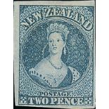 New Zealand1862-64 Watermark Large StarImperforate2d. pale blue (worn) with good to very large