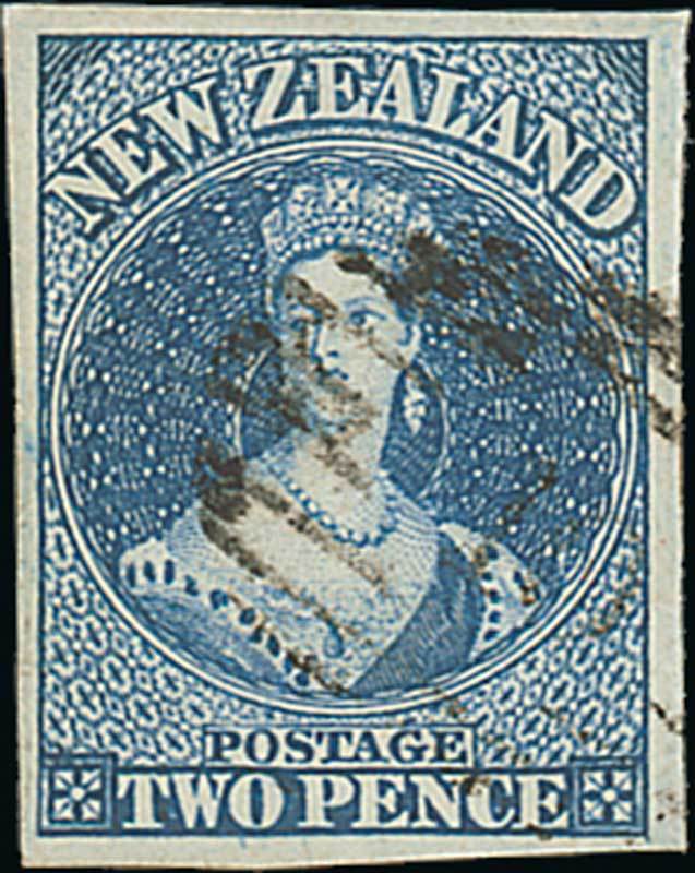 New Zealand1857-63 No Watermark, Imperforate2d. bright blue on soft paper, large margins all