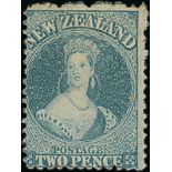 New Zealand1862-64 Watermark Large Star, Perforation 13 at Dunedin2d. blue, unused without gum, a