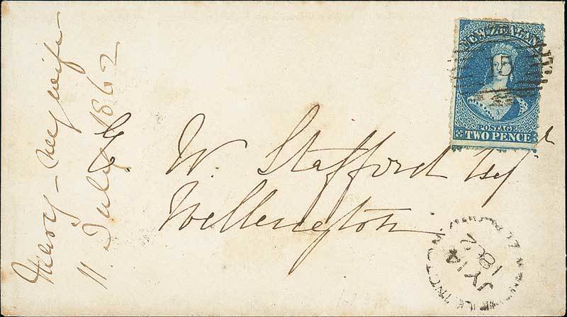 New Zealand1862-64 Watermark Large StarSerrated Perforation 16 or 18 at Nelson2d. deep blue with