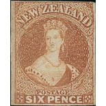 New Zealand1857-63 No Watermark, Imperforate6d. pale brown with close to large margins, unused