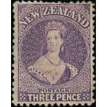 New Zealand1864-71 Watermark Large Star, Perf. 12½ at Auckland3d. deep mauve, unused with part