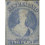 New Zealand1862-63 Pelure Paper, No WatermarkImperforate2d. ultramarine with small to large margins,