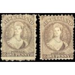 New Zealand1870-73 Watermark Large Star, New ColoursPerf. 10x12½1d. brown, two examples in