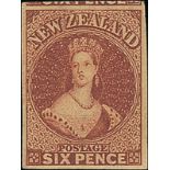 New Zealand1862-64 Watermark Large StarImperforate6d. red-brown with large margins and showing