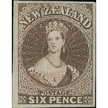 New Zealand1862-63 Pelure Paper, No WatermarkImperforate6d. black-brown with large to very large