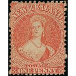 New Zealand1864-71 Watermark Large Star, Perf. 12½ at Auckland1d. orange, unused with part