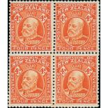 New Zealand1909-16 King Edward VII IssueIssued Stamps1909-16 4d. orange-red block of four with two