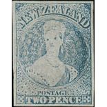 New Zealand1864-71 Watermark Large Star, Perf. 12½ at Auckland2d. blue (Plate II), and imperforate