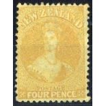 New Zealand1864-71 Watermark Large Star, Perf. 12½ at Auckland4d. yellow, unused without gum,