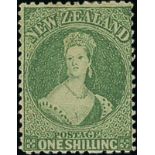 New Zealand1864-71 Watermark Large Star, Perf. 12½ at Auckland1/- green, intensely deep colour and