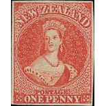 New Zealand1864 Watermark "NZ"Imperforate1d. carmine-vermilion with good margins, unused with