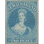 New Zealand1857-63 No Watermark, Imperforate2d. pale blue with good margins, unused without gum,