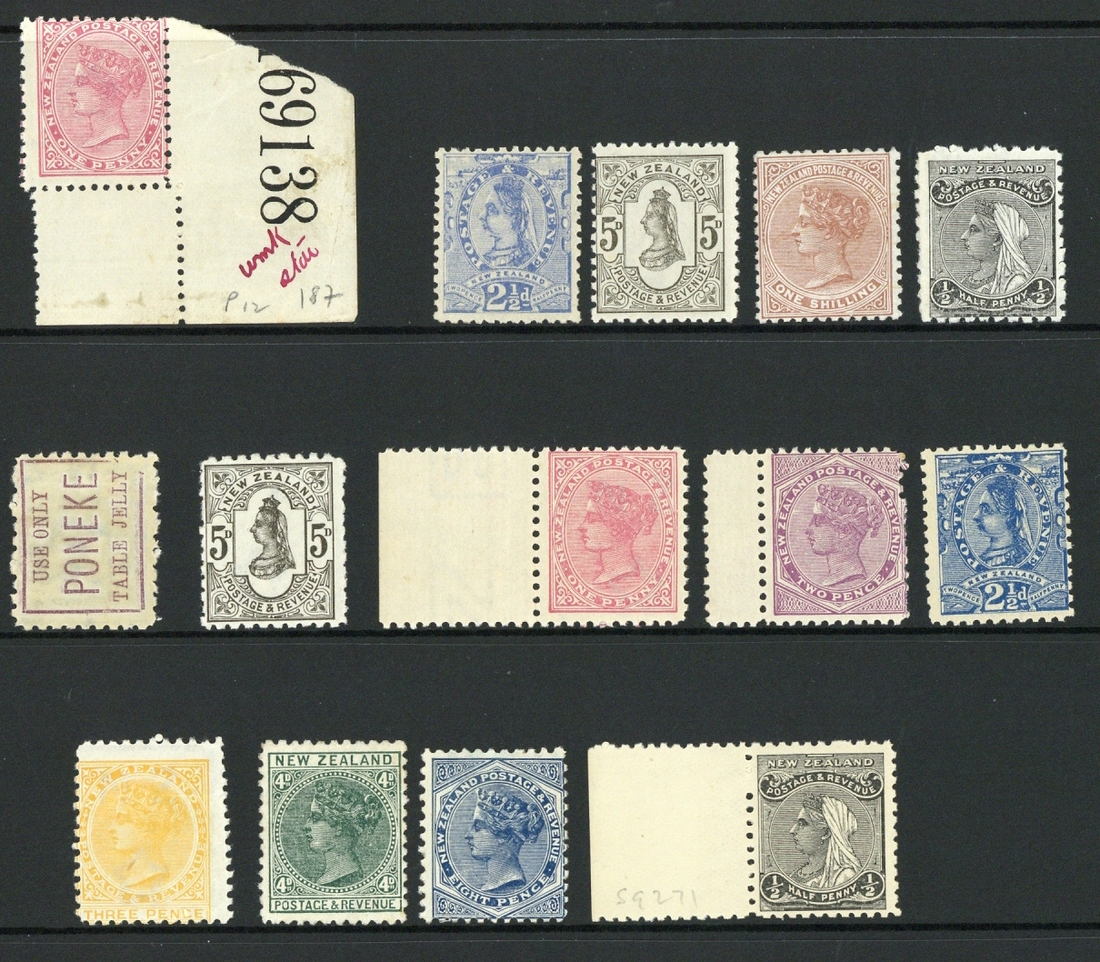 New Zealand1882-98 Second Sideface IssueIssued StampsA small mint group comprising 1882-86 perf