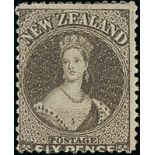 New Zealand1862-64 Watermark Large Star, Perforation 13 at Dunedin6d. black-brown, unused with