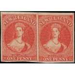 New Zealand1862-64 Watermark Large StarImperforate1d. carmine-vermilion horizontal pair with large