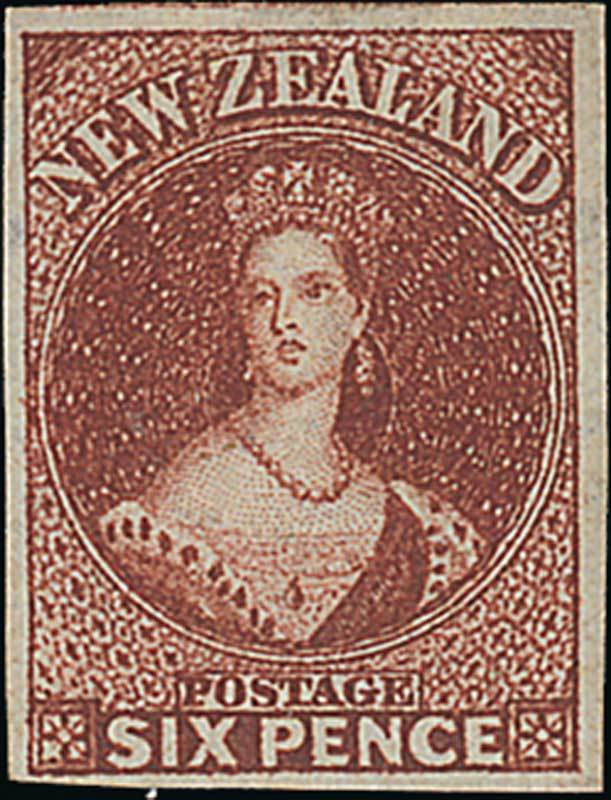 New Zealand1862-64 Watermark Large StarImperforate6d. red-brown with good to large margins, unused