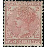 New Zealand1874-78 First Sideface IssueWatermark "NZ" and Star, Perf. 12x11½2/- deep rose, a pale