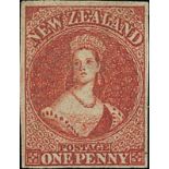 New Zealand1855-57 Watermark Large Star, Imperforate1d. dull carmine on white paper with small to