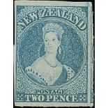 New Zealand1862-64 Watermark Large StarRouletted 7 at Auckland2d. pale blue showing roulettes at