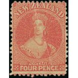 New Zealand1864-71 Watermark Large Star, Perf. 12½ at Auckland4d. rose, unused with large part