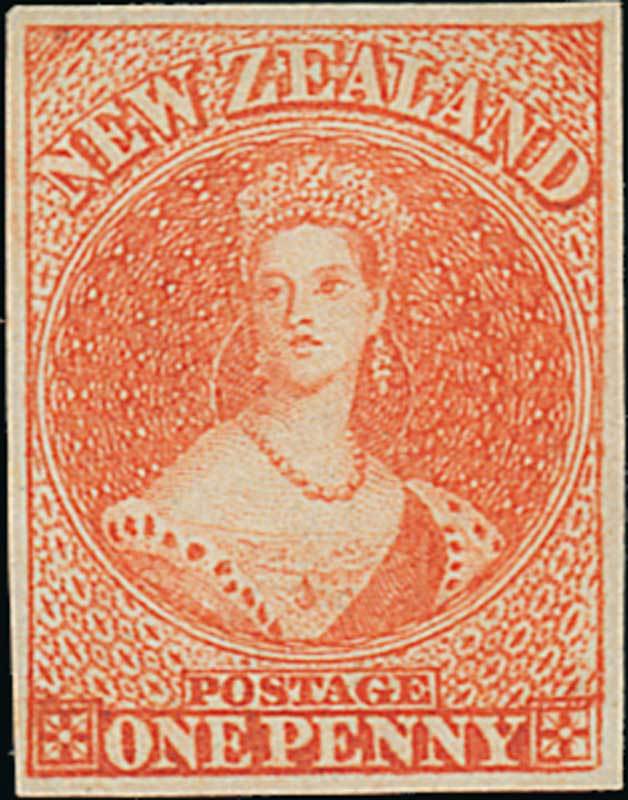 New Zealand1857-63 No Watermark, Imperforate1d. dull orange with good even margins, unused without