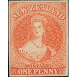 New Zealand1857-63 No Watermark, Imperforate1d. dull orange with good even margins, unused without