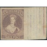 New Zealand1862-64 Watermark Large StarImperforate3d. brown-lilac, a superb looking example with