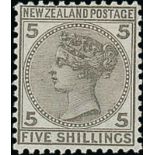 New Zealand1874-78 First Sideface IssueWatermark "NZ" and Star, Perf. 12x11½5/- grey, unused with