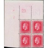 New Zealand1915-33 King George V IssuesPlate Numbers6d. carmine-pink, "Cowan" paper, perf 14x13¼,